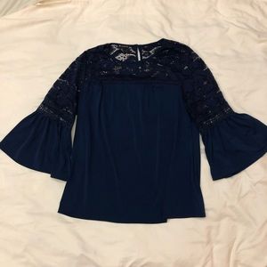 Navy 3/4 length bell sleeve Blouse